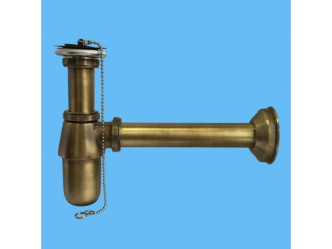 Сифон бутылочный латунный McAlpine (1 1/4"х32мм) с низкой колбой, выпуском, антич. бронза MR3237-AB