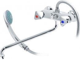 Смеситель для ванны/раковины Лазер Керамика с шаровым переключателем S-образный излив 300мм Варион 2022362