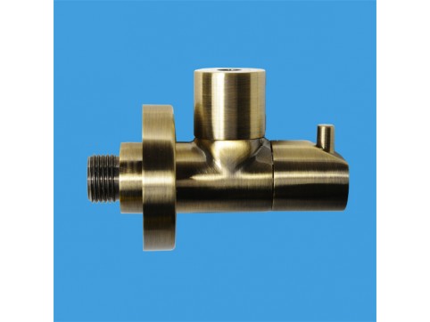 Кран латунный угловой McAlpine (1/2"х10мм) с фланцем, цвет-античная бронза, арт. ANGVAL-10-AB